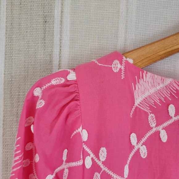 NEW Talbots Graceful Gardens Shift Dress Cotton Pastel Pink Size 12 Embroidered - Picture 10 of 12